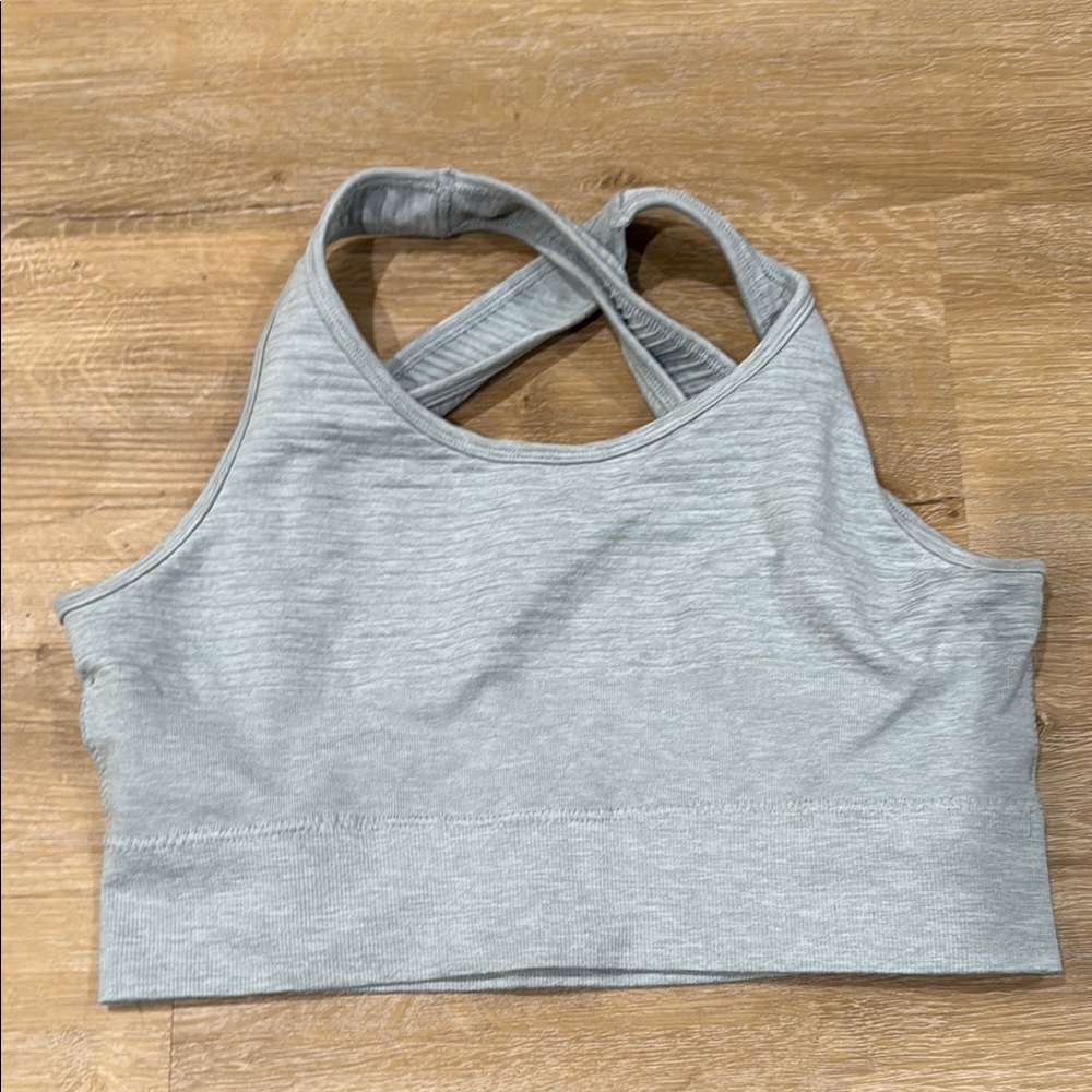 Gray Cross-Back Sports Bra